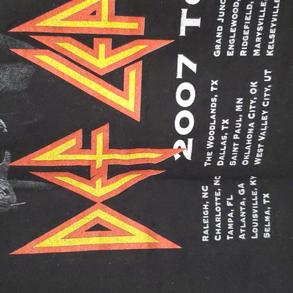 DEF LEPPARD concert graphic tee 2007 tour XL black short sleeve dates cities - Picture 8 of 9
